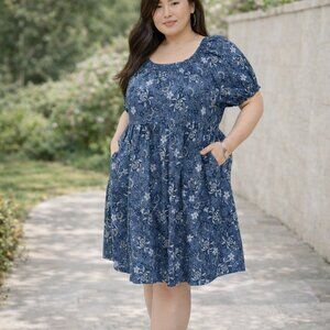 Torrid Chambray Floral Mini Dress 4X NWOT